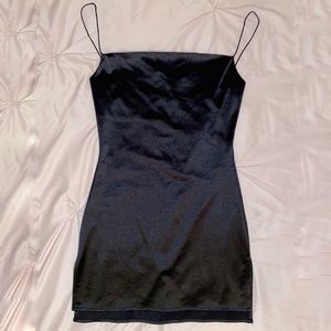 Slide Slit Satin A Line Cami Dress